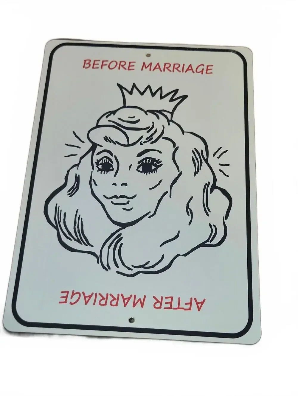 Funny Before & After Marriage Novelty Metal Sign 12x8